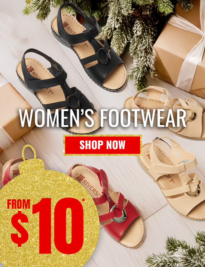 Women's casual footwear starting at $10 - Rivers Christmas sale.